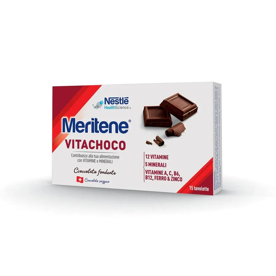Meritene Vitachoco Fondente Integratore Multivitaminico 15 Cioccolatini Vitamine e Minerali