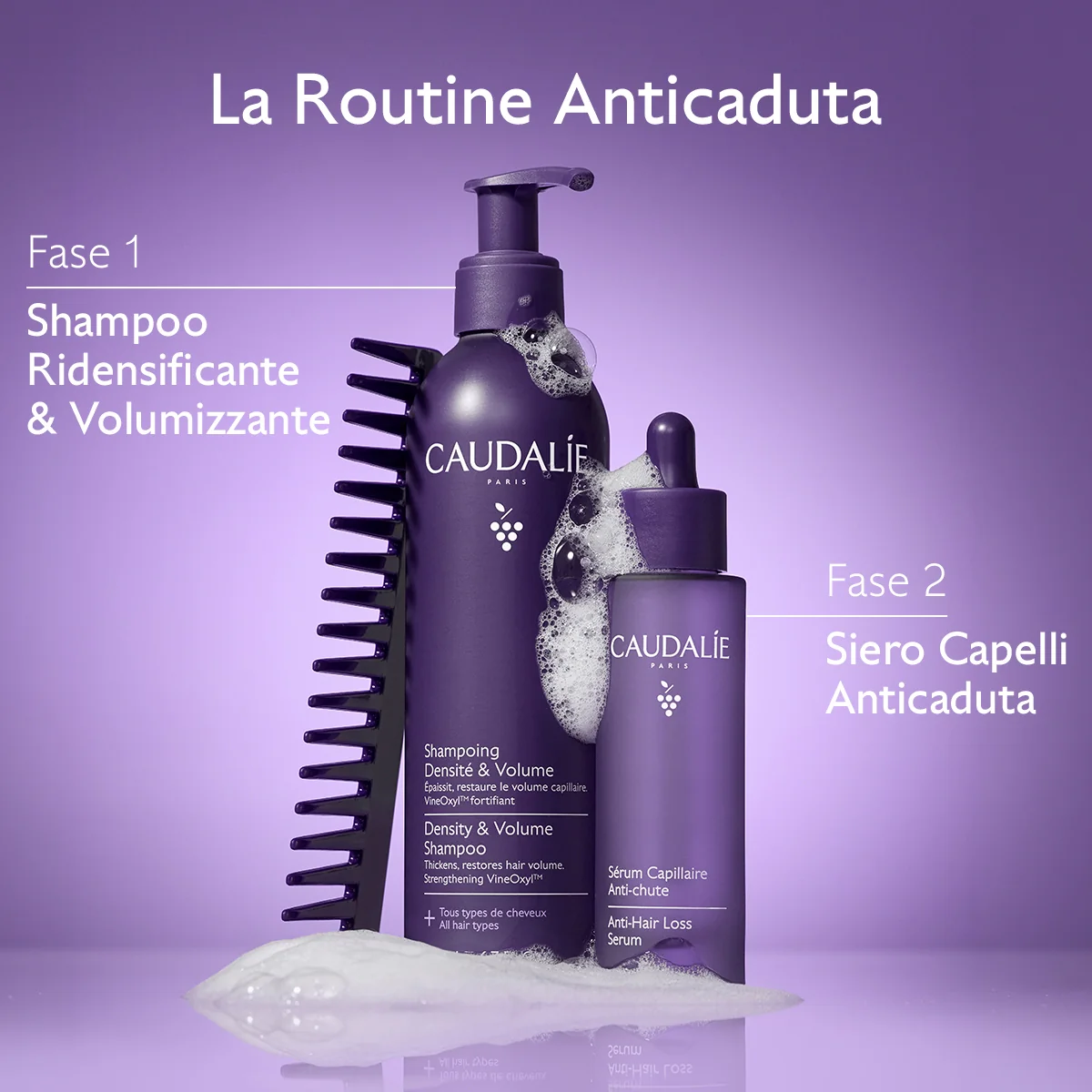 Caudalie Shampoo Ridensificante & Volumizzante Stimola Crescita Capelli