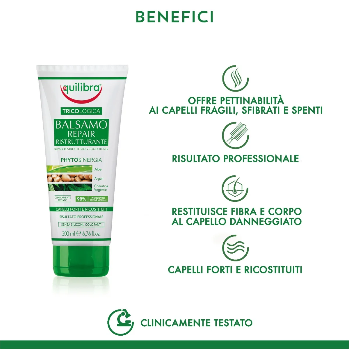 Equilibra Balsamo Repair Ristrutturante 200 Ml Dermatologicamente Testato