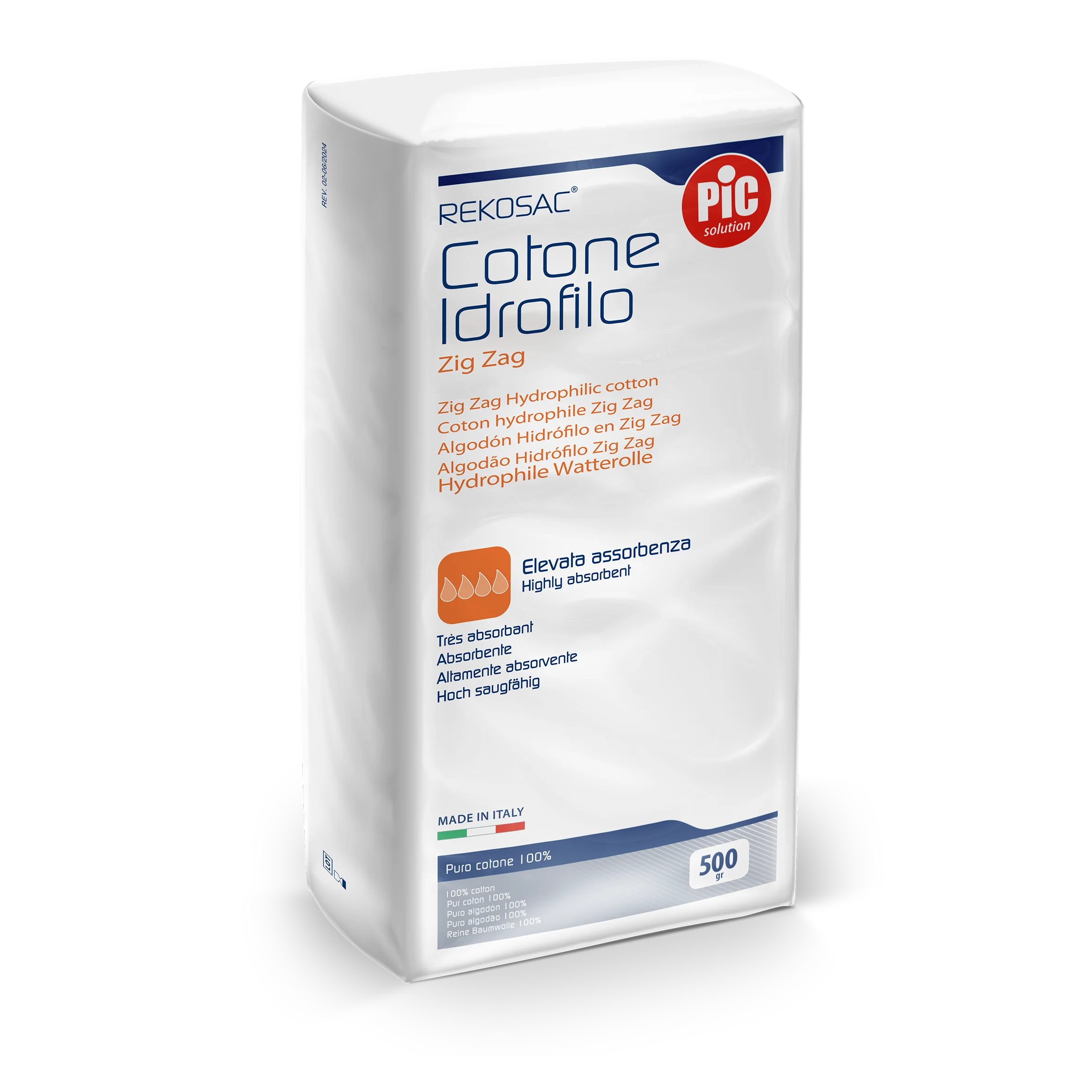 Pic Cotone Idrofilo Ovatta Zig Zag Rekosac 500 g Medicazione
