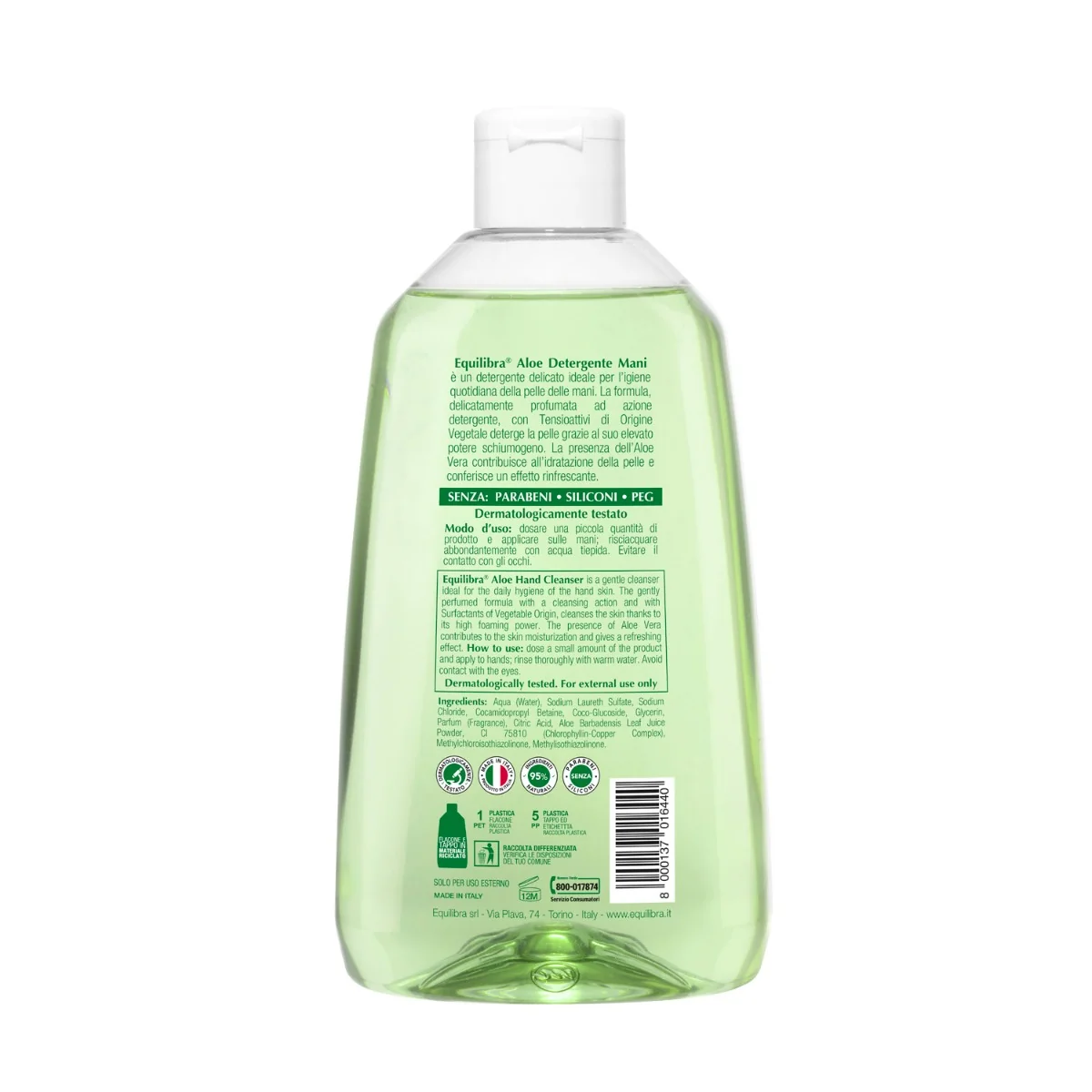 Equilibra Aloe Det Mani 500Ml Dermatologicamente Testato