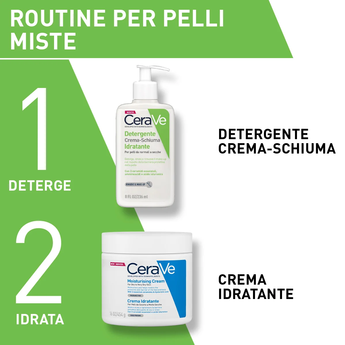 CeraVe Detergente Crema-Schiuma Idratante 236 ml Per Pelle da Normale a Secca