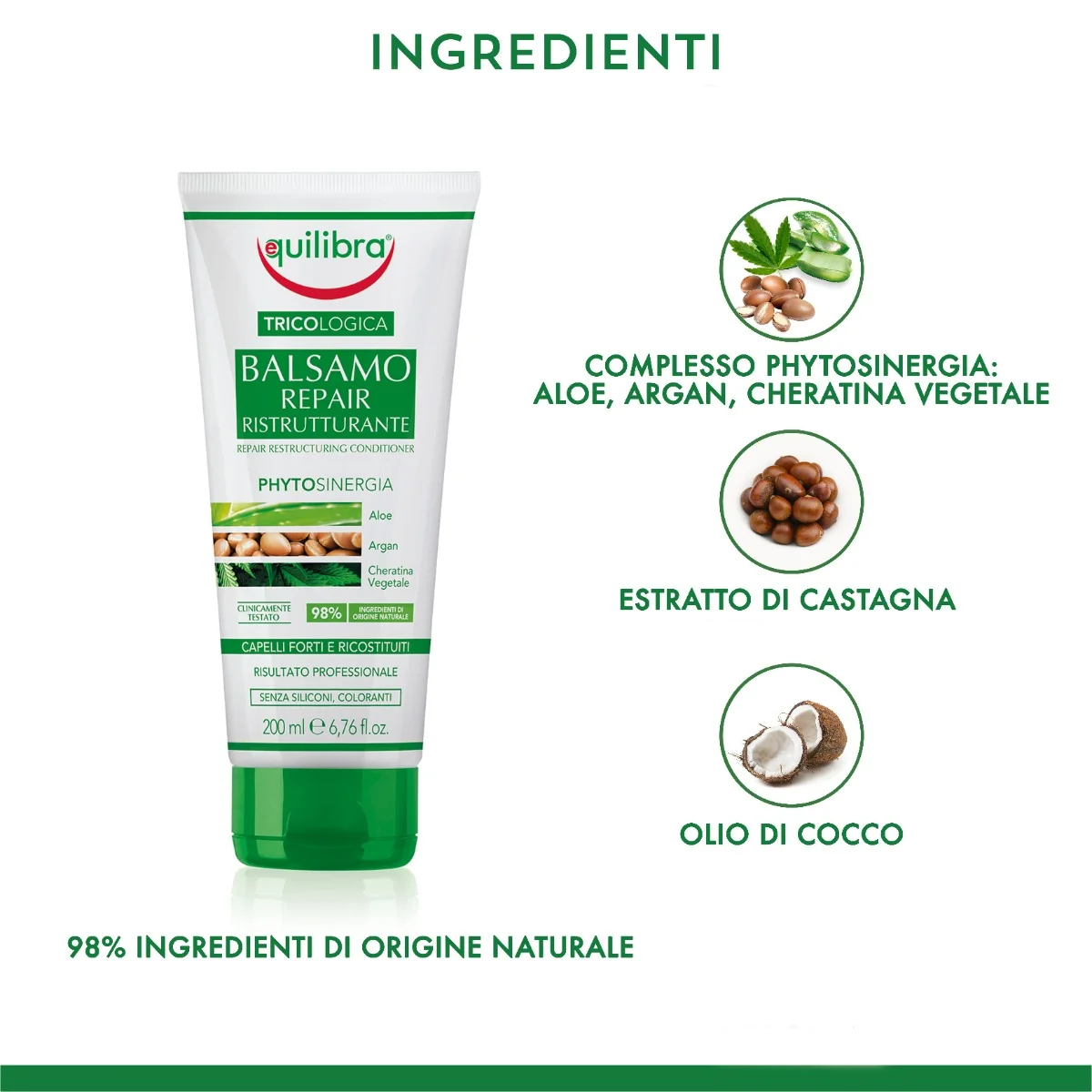 Equilibra Balsamo Repair Ristrutturante 200 Ml Dermatologicamente Testato
