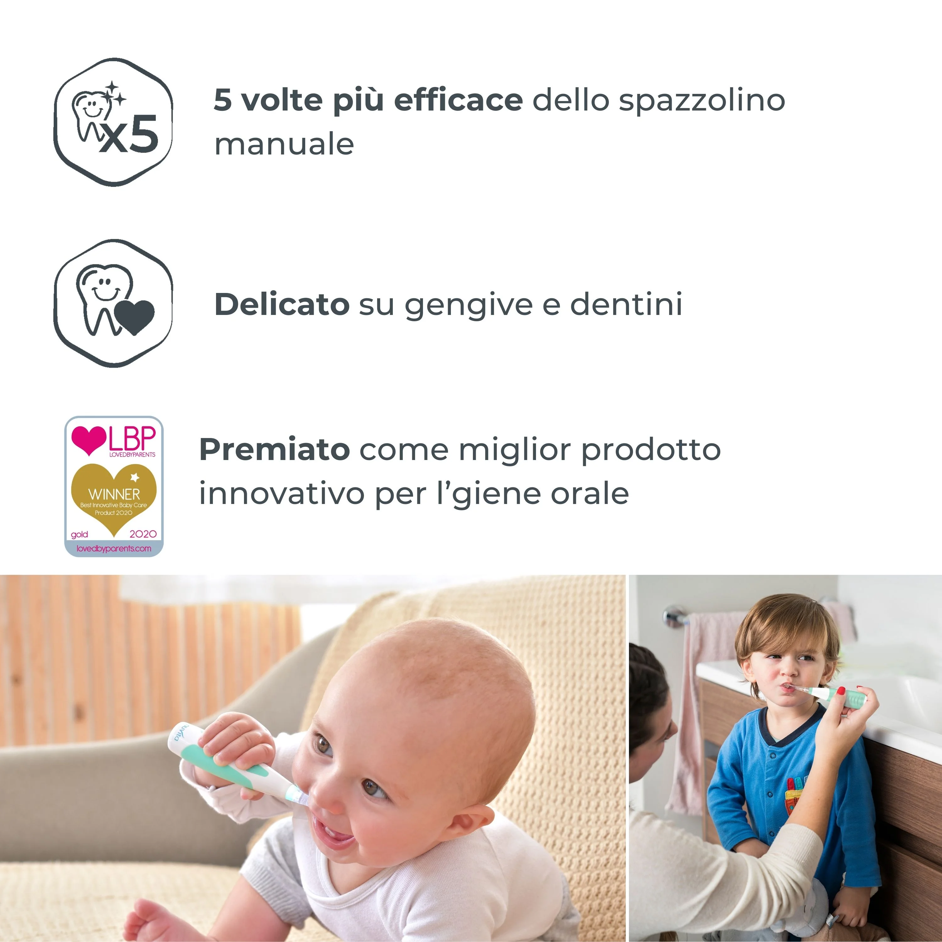 Nuvita Spazzolino Elettrico Clean & Care Igiene Orale