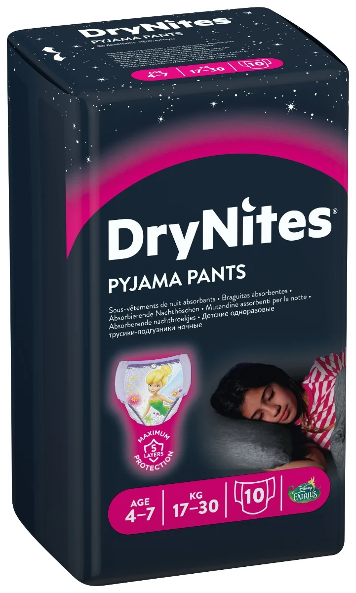 Huggies Drynites Mutandine Assorbenti Bambina 4-7 Anni 10 Pezzi