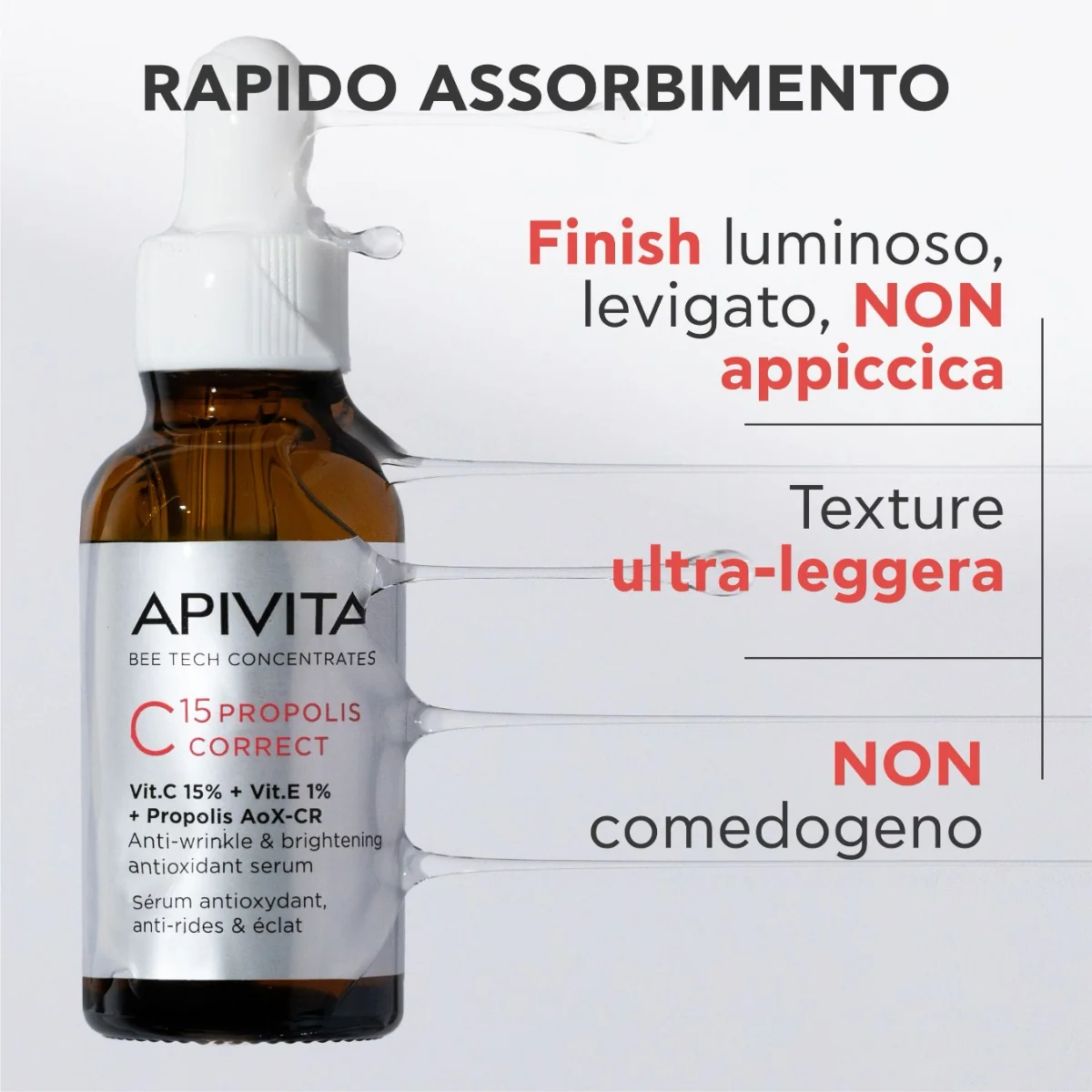 Apivita Bee Tech Concentrates C15 Propolis Correct 30 Ml Siero Anti-Rughe e Anti-Macchie