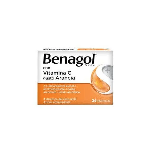 Benagol Pastiglie Vitamina C Antisettico per Cavo Orale Gusto Arancia 24 Pastiglie