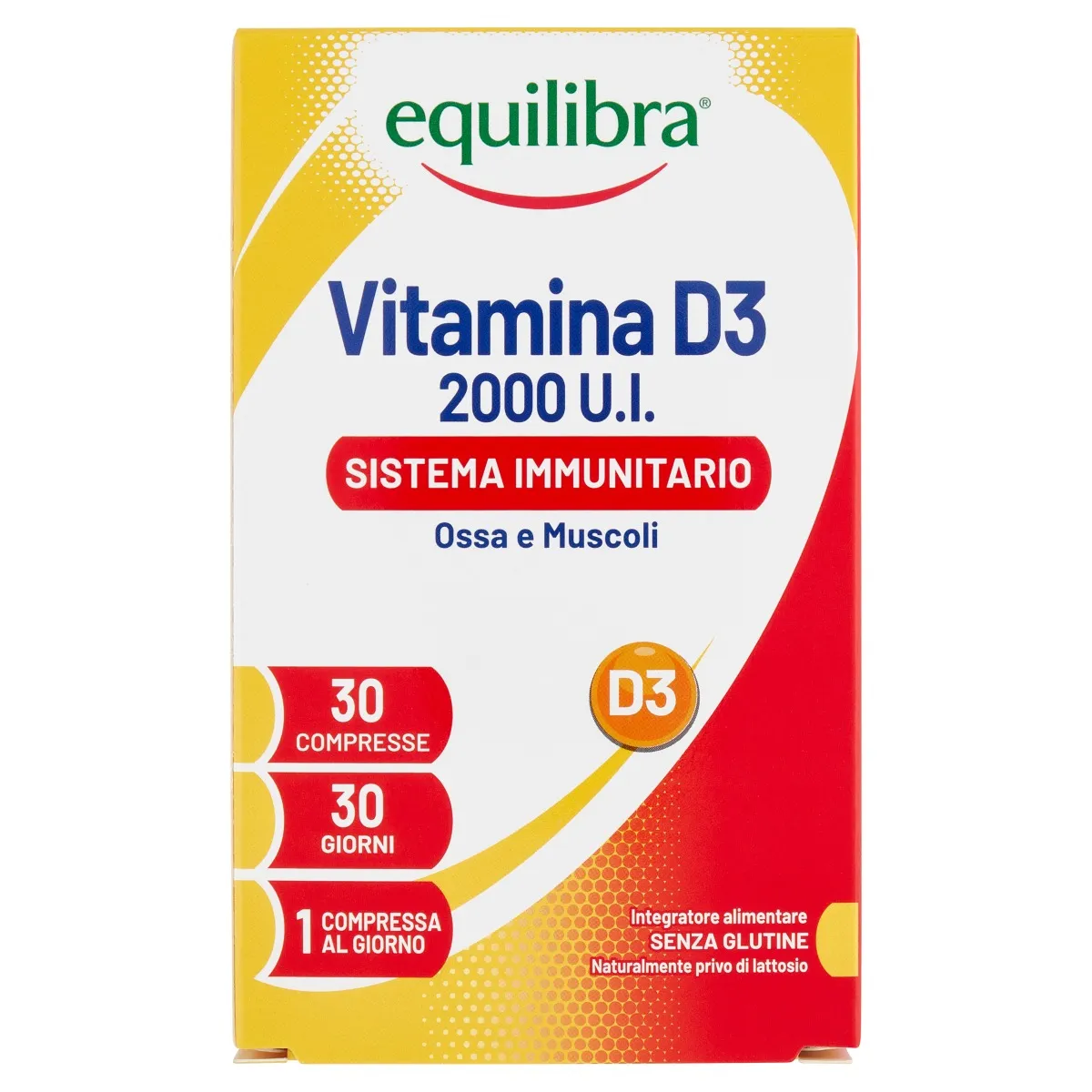 Equilibra Vitamina D3 2000Ui Sistema Immunitario 30 Compresse Integratore per Sistema Immunitario