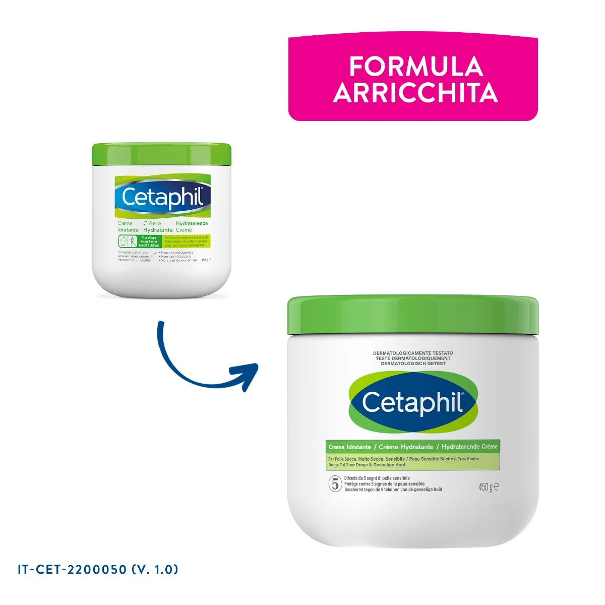 Cetaphil Crema Idratante 450 g Pelle Secca Viso e Corpo