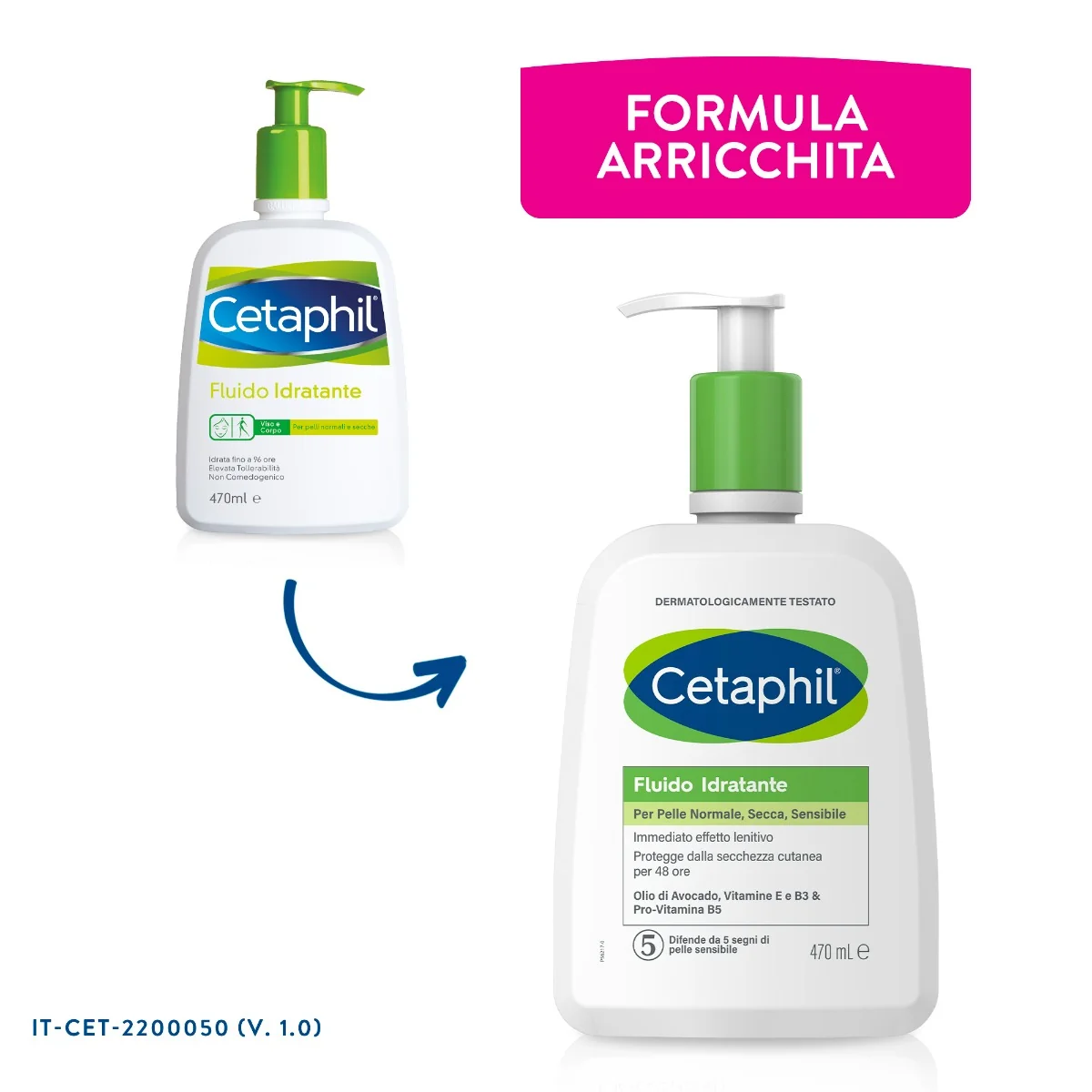 Cetaphil Fluido Idratante Viso e Corpo 470 ml Pelle Normale, Secca e Sensibile