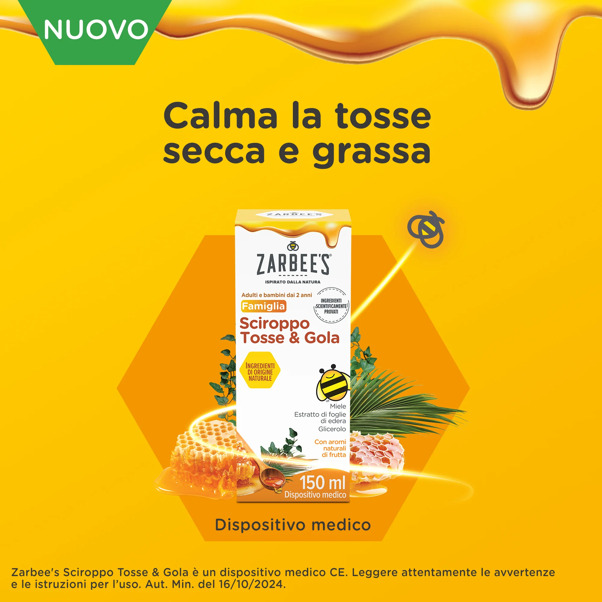 Zarbee's Sciroppo Tosse & Gola 150 ml Sciroppo Tosse Adulti e Bambini a Partire dai 2 Anni