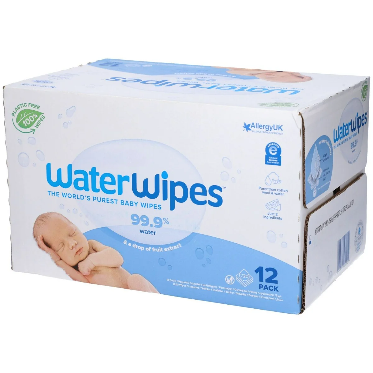 Waterwipes Baby Salviette 12x60 Pezzi Azione Detergente