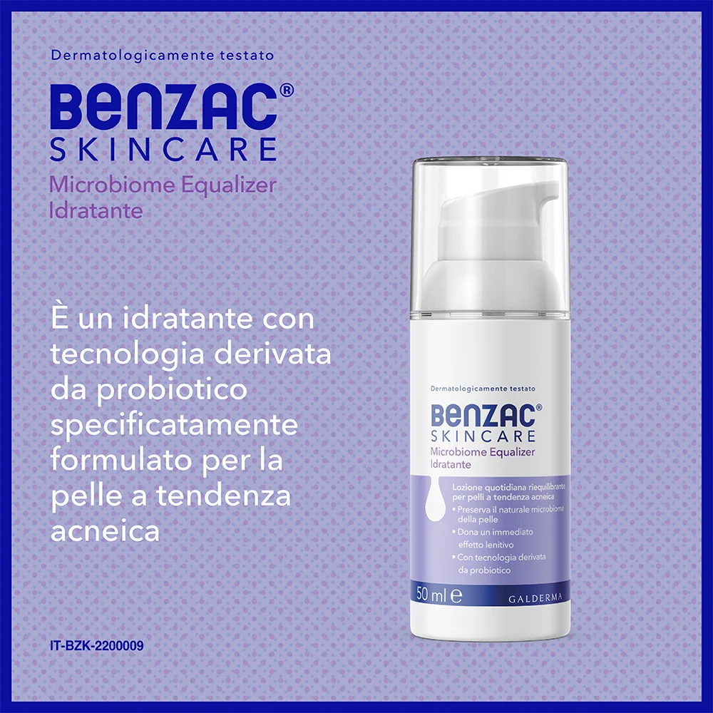 Benzac Skincare Microbiome Equalizer 50 ml Lozione Idratante Viso Pelle Acneica