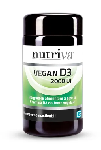 Nutriva Vegan D3 2000 U.I. 60 Compresse Masticabili - Integratore di Vitamina D3