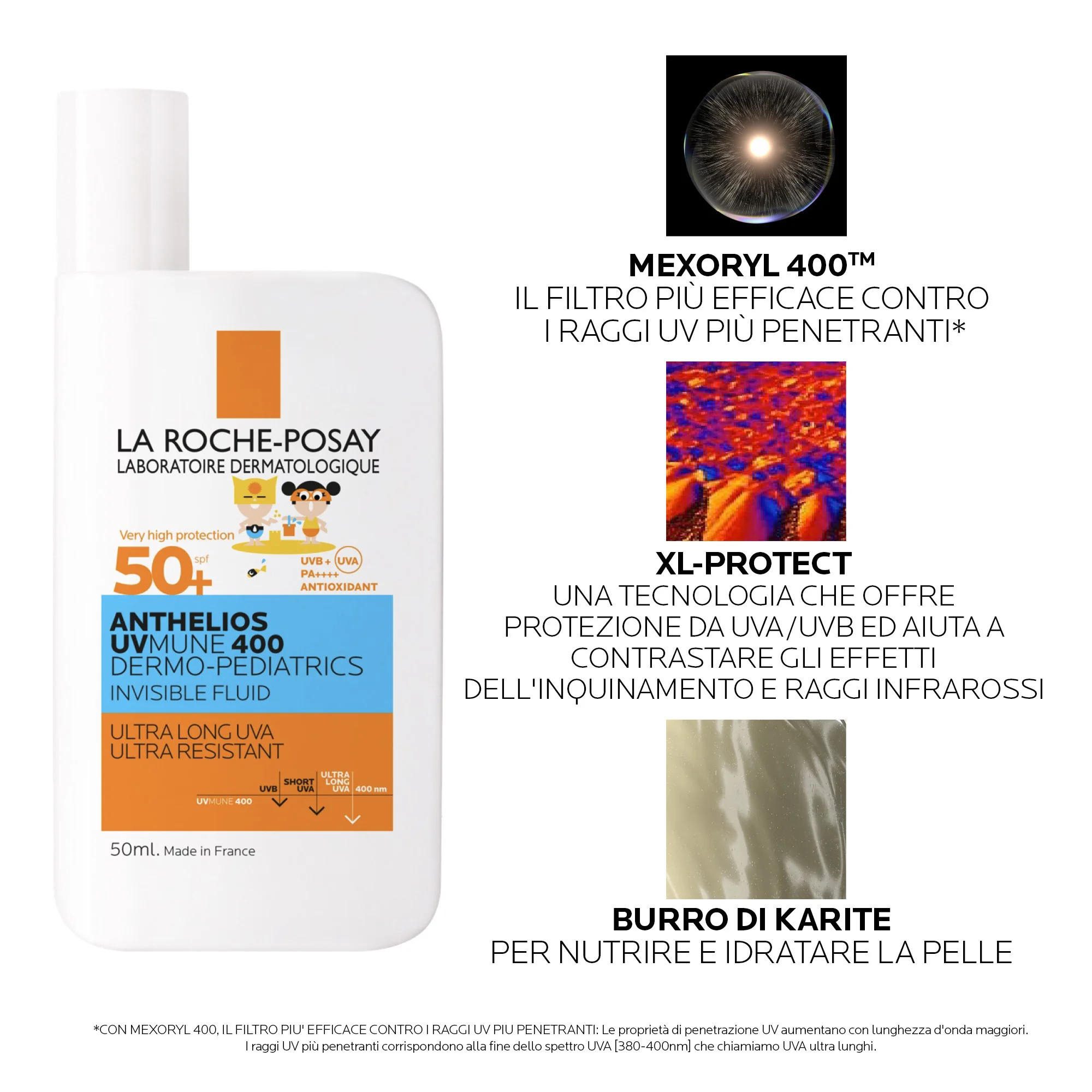 La Roche Posay Anthelios Fluido Uvmune Dp 50+ 50 ml Solare pediatrico per pelli fragili e a tendenza atopica