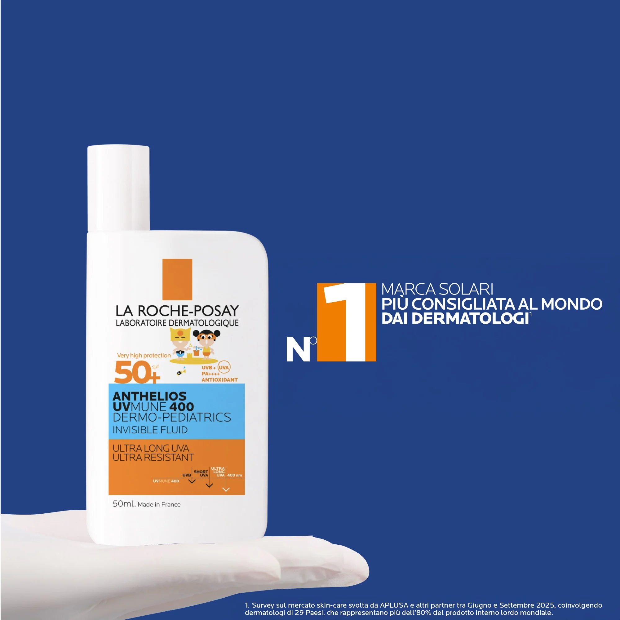 La Roche Posay Anthelios Fluido Uvmune Dp 50+ 50 ml Solare pediatrico per pelli fragili e a tendenza atopica