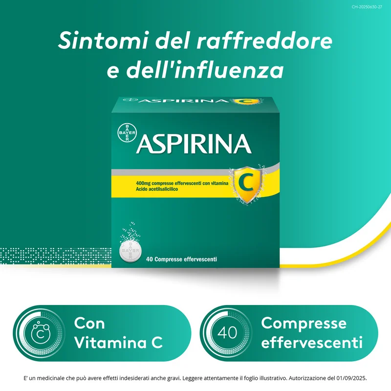 Aspirina C 40 Compresse  Effervescente Raffreddore Febbre e Influenza