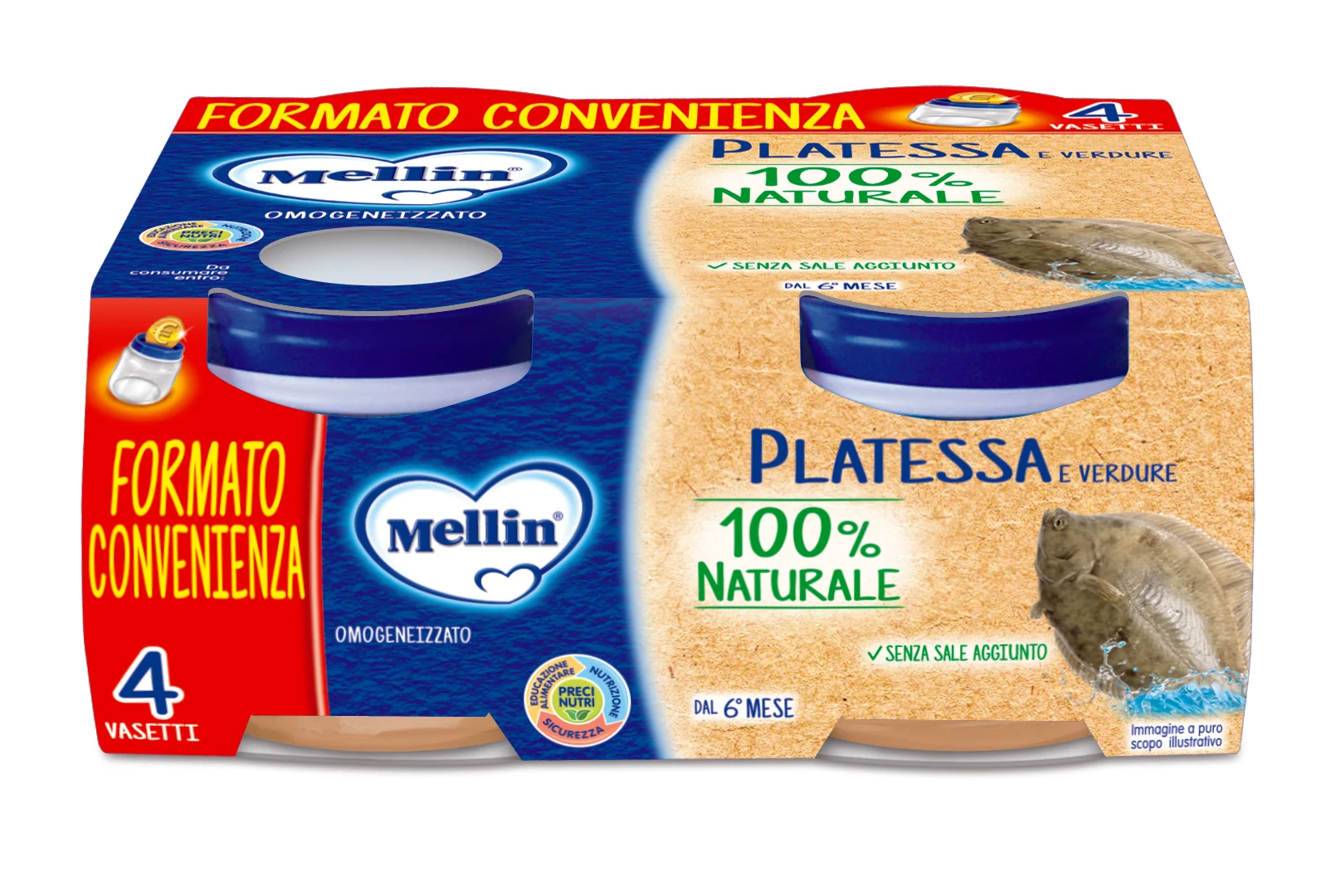 Mellin Omogenizzato Platessa 4x80 g