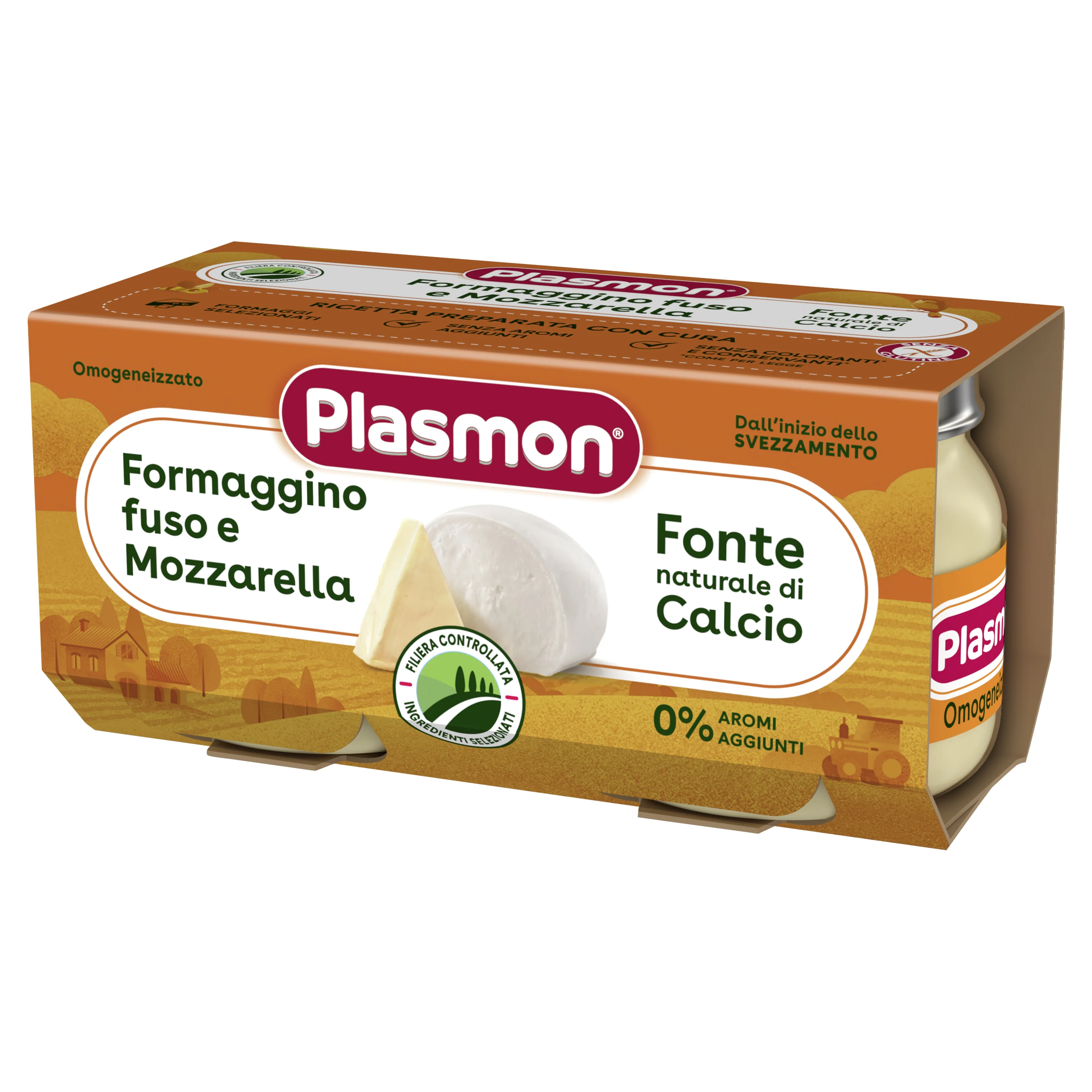 Plasmon Omogeneizzato Formaggino Fuso Con Mozzarella 2x80 g +4m Senza Sale Aggiunto