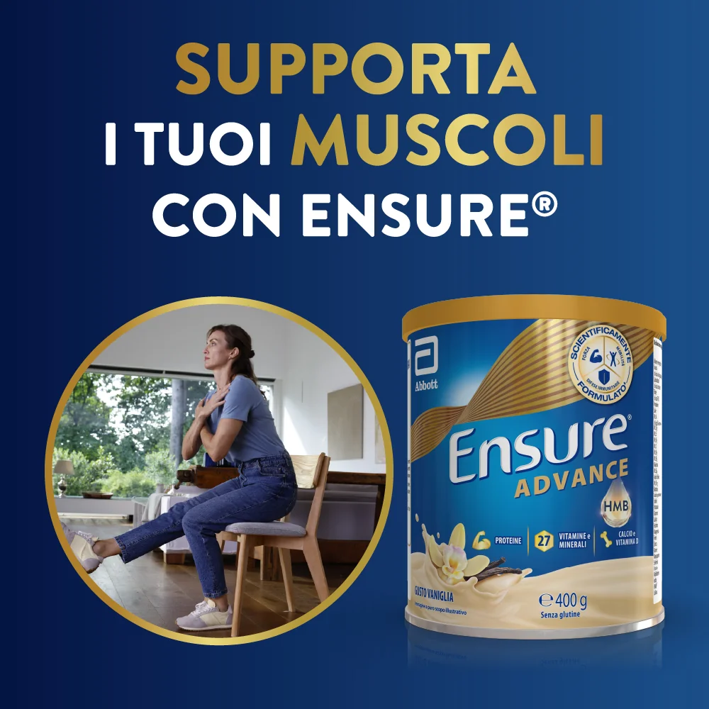 Ensure Advance 400 g Gusto Vaniglia Integratore alimentare proteico e multivitaminico in polvere con HMB
