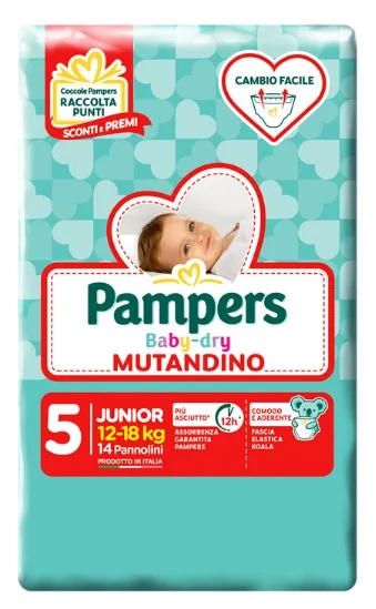 Pampers Baby Dry Mutandino Junior Sp 14 Pezzi Taglia 5 (12-18 kg)