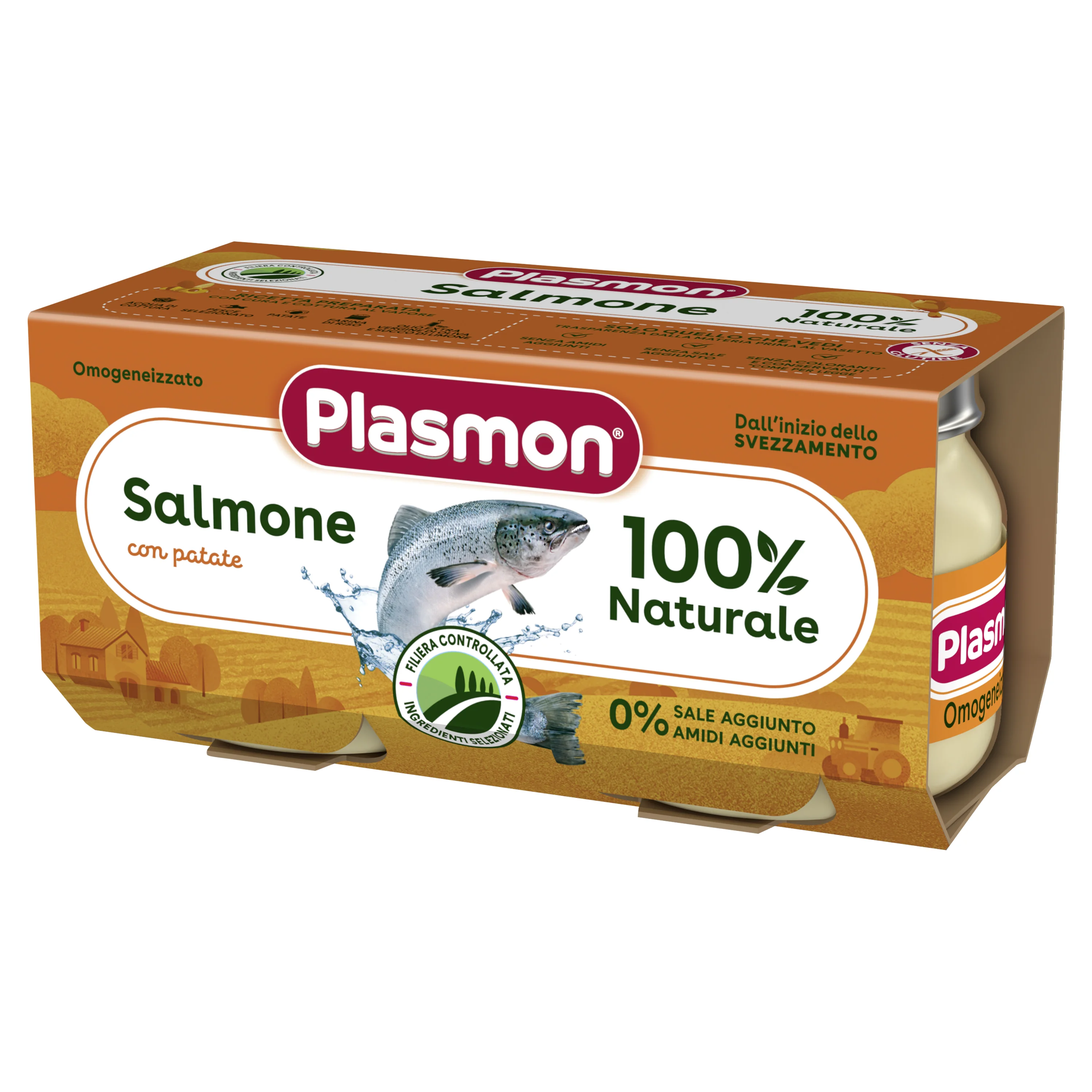 Plasmon Omogeneizzato Salmone E Verdura 2 Vasetti Da 80 G Alimento per Infanzia