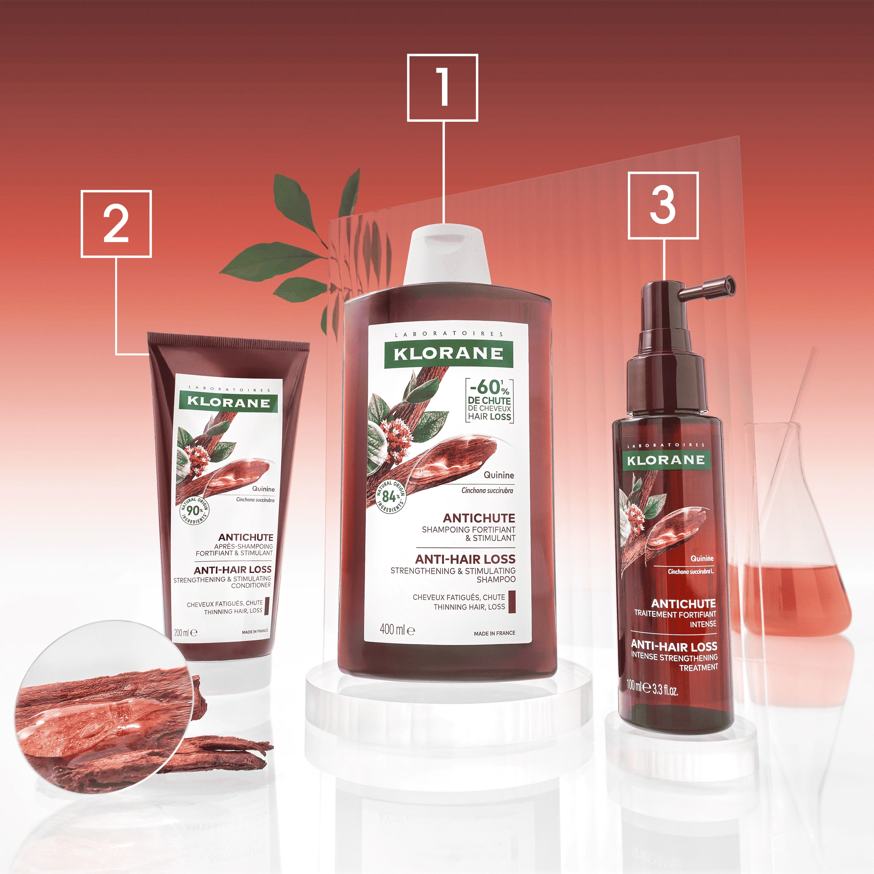 Klorane Shampoo Fortificante e Stimolante alla Chinina 400 ml Contro la Caduta dei Capelli