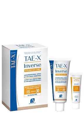 TAE-X Inverse Vitiligo Sun Care Fotoprotettore Per Aree Cutanee Depigmentate 50 ml