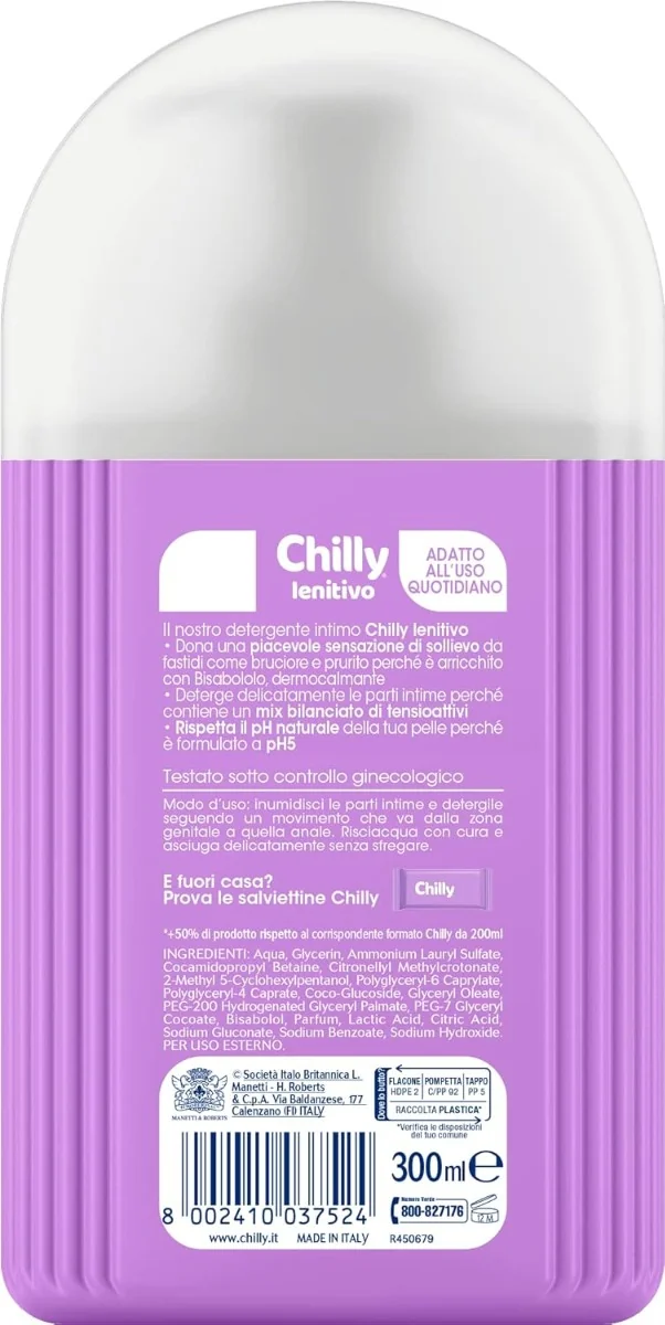 Chilly Detergente Lenitivo 300 ml Addolcente, protettivo