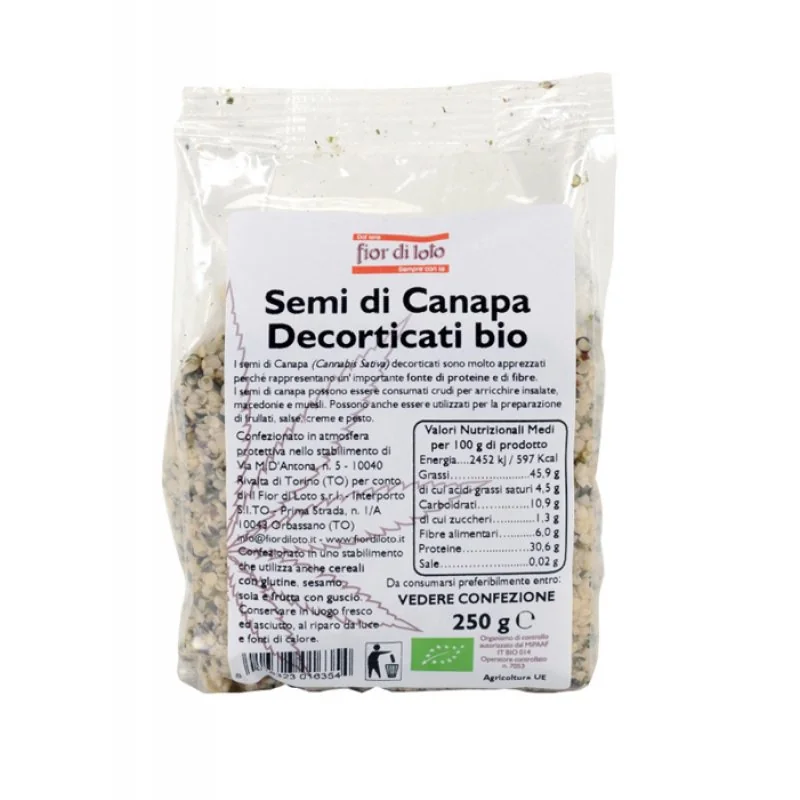 Fior di Loto Semi di Canapa Decorticati Bio 250 g