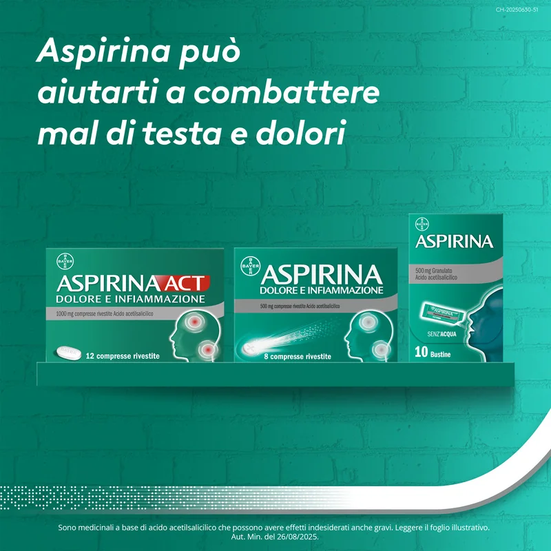 Aspirina in Granuli Antidolorifico 10 Bustine Mal di Testa