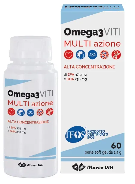 Omega 3 Viti Multi Azione 60 Perle - Integratore Cardio e Circolazione di EPA e DHA 