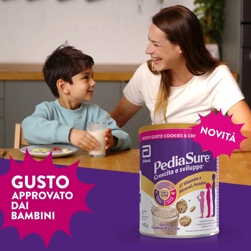 Pediasure Crescita E Sviluppo Integratore Multivitaminico Per Bambini Cookies&Cream 850 g Integratore per la Crescita