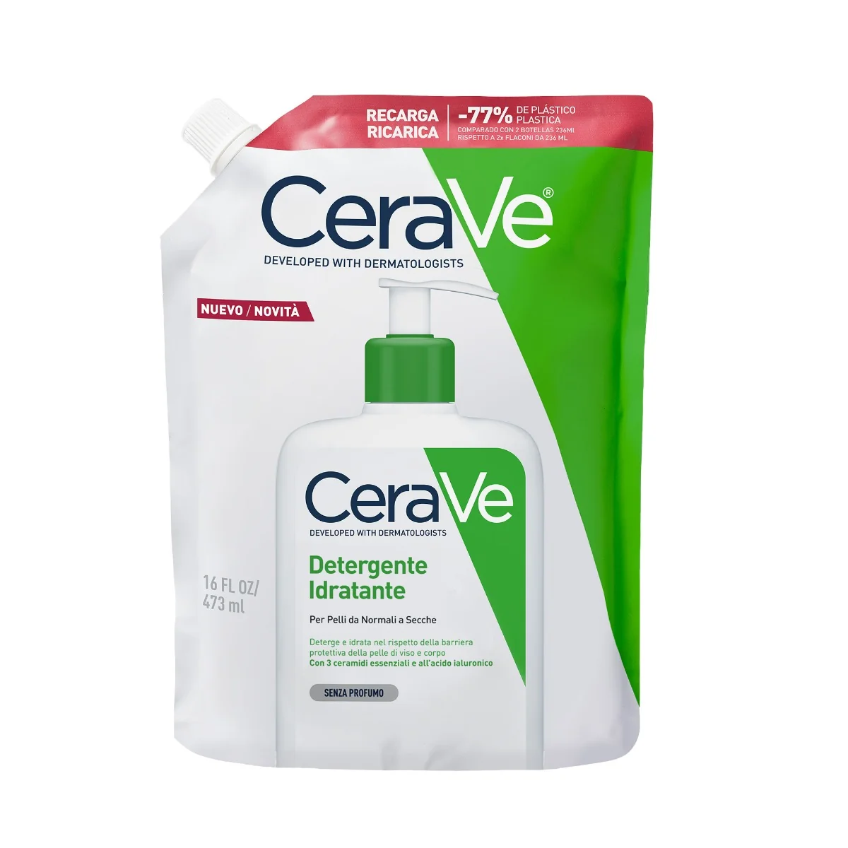 Cerave Refill Detergente Idratante 473 ml Detergente Viso