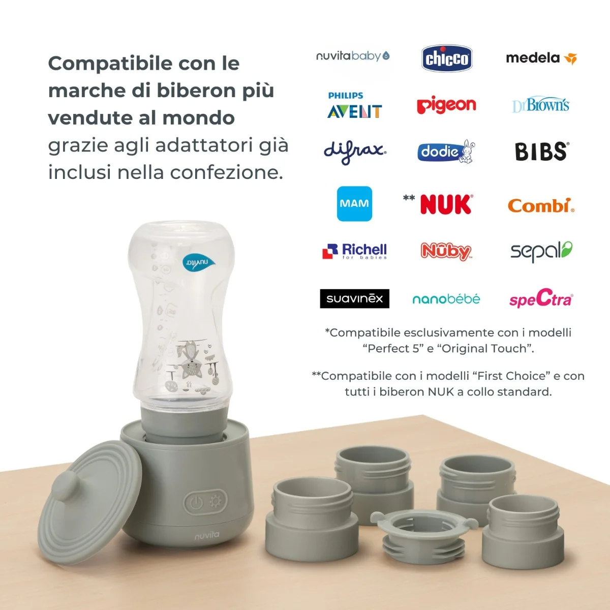 Nuvita Scaldabiberon Portatile Universale Fino a 8 Cicli di Riscaldamento