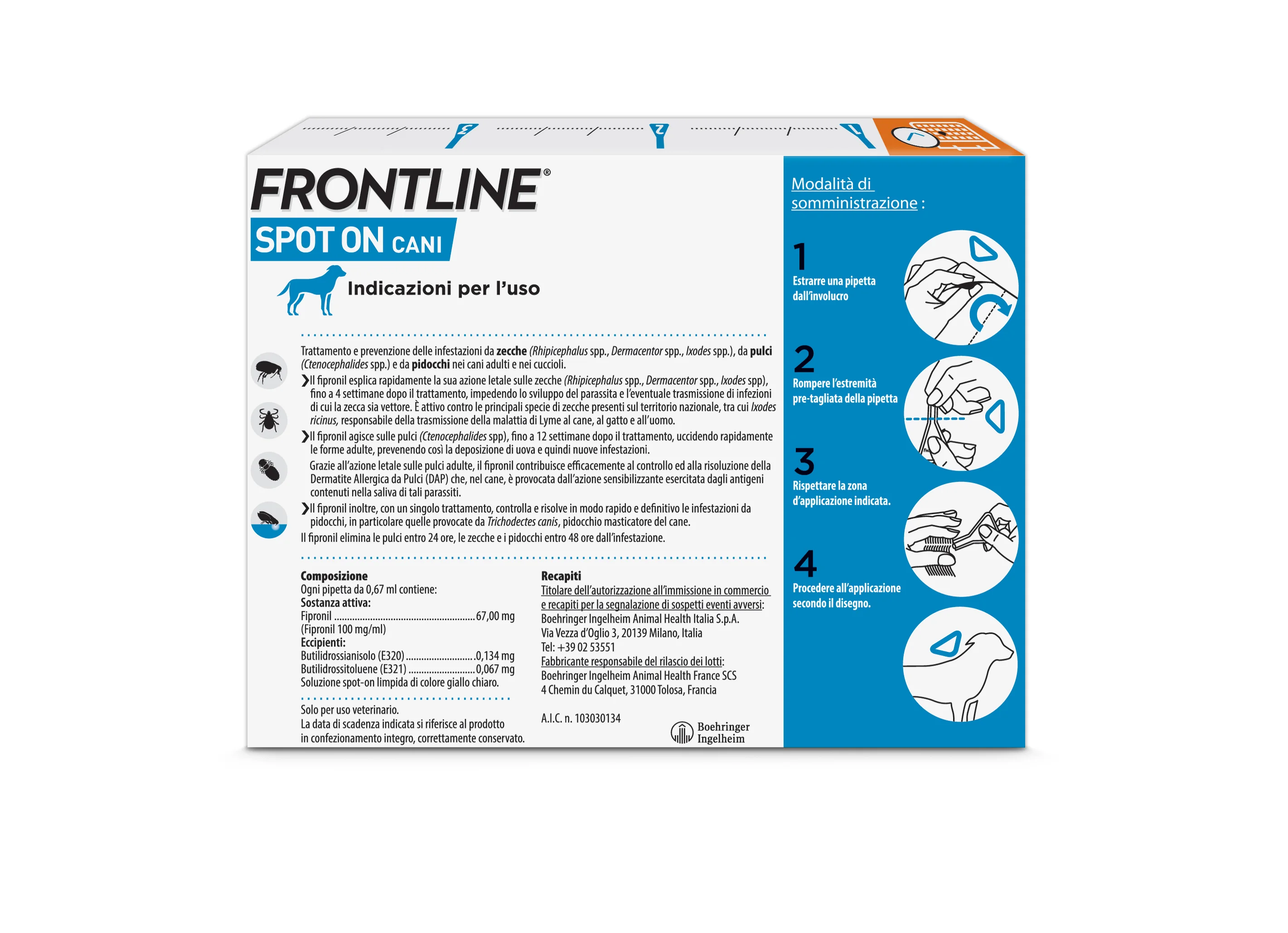 Frontline Spot On Cani X3 Antiparassitario Contro Pulci, Zecche E Pidocchi (2-10Kg)