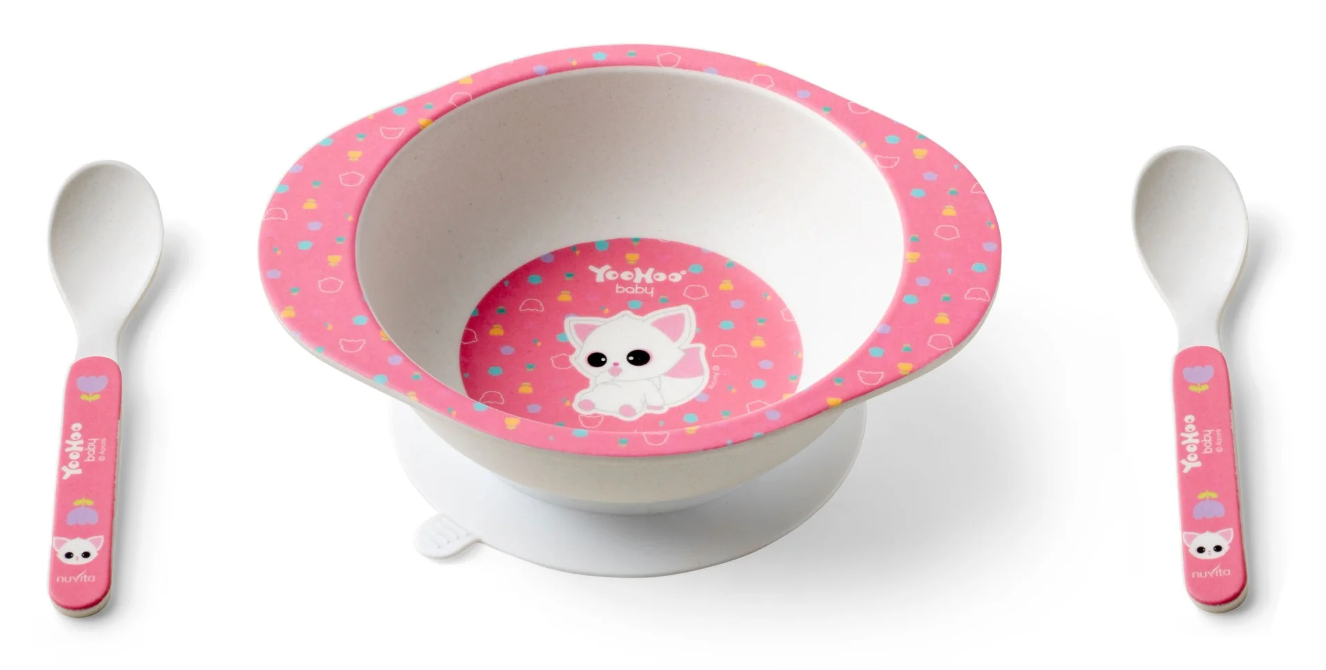 Nuvita Yoohoo Baby Bamboo Kit Pappa - Rosa Set Pappa 9 Mesi +