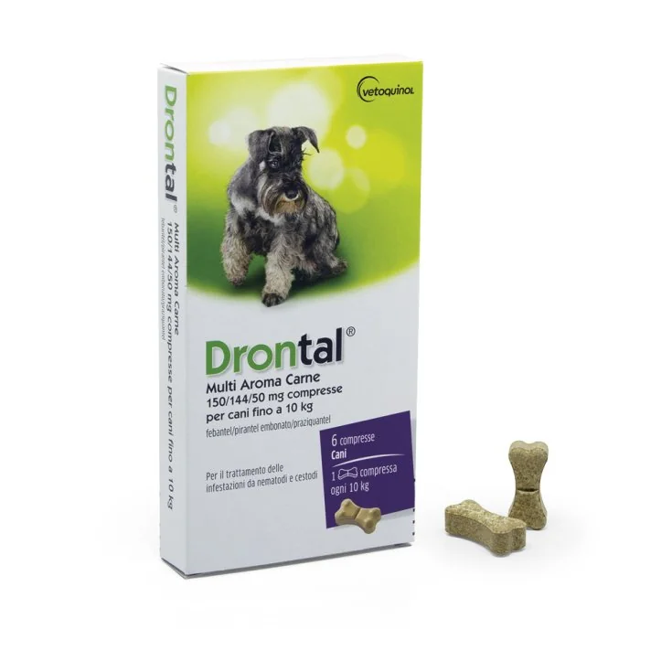 Drontal Multi Aroma Carne 150/144/50 Mg Compresse Per Cani Fino A 10 Kg