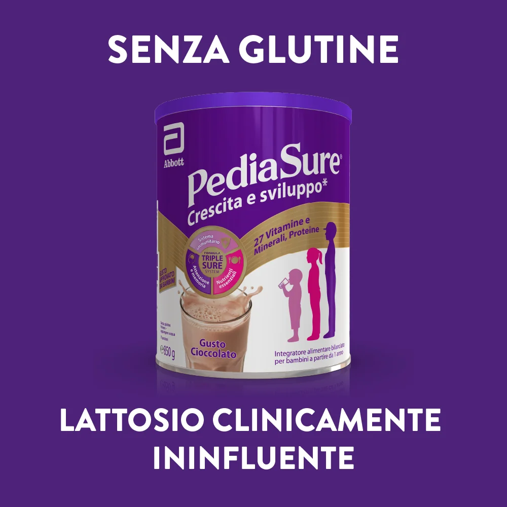 Pediasure Crescita E Sviluppo Integratore Multivitaminico Per Bambini Formato 850g Gusto Cioccolato Integratore per la Crescita