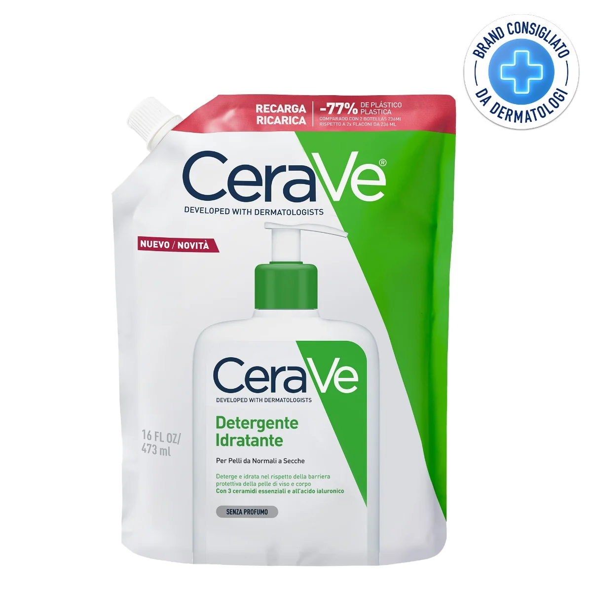 Cerave Refill Detergente Idratante 473 ml Detergente Viso