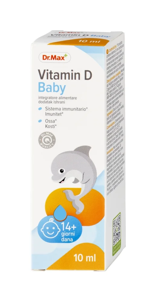 Dr. Max Vitamina D Baby in Gocce 10Ml Supporta Salute Scheletrica e Immunitaria Neonati e Bambini