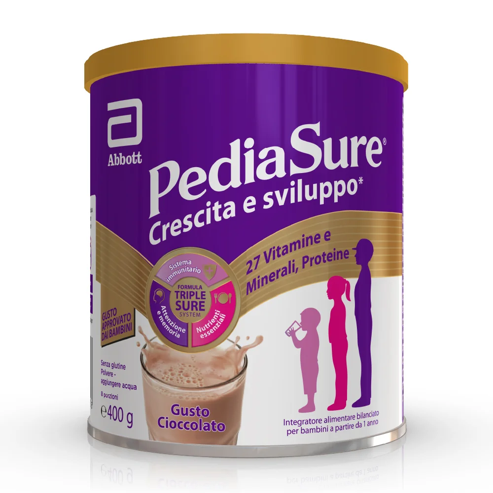 Pediasure Crescita E Sviluppo Integratore Multivitaminico Per Bambini Formato 400g Gusto Cioccolato Integratore per la Crescita
