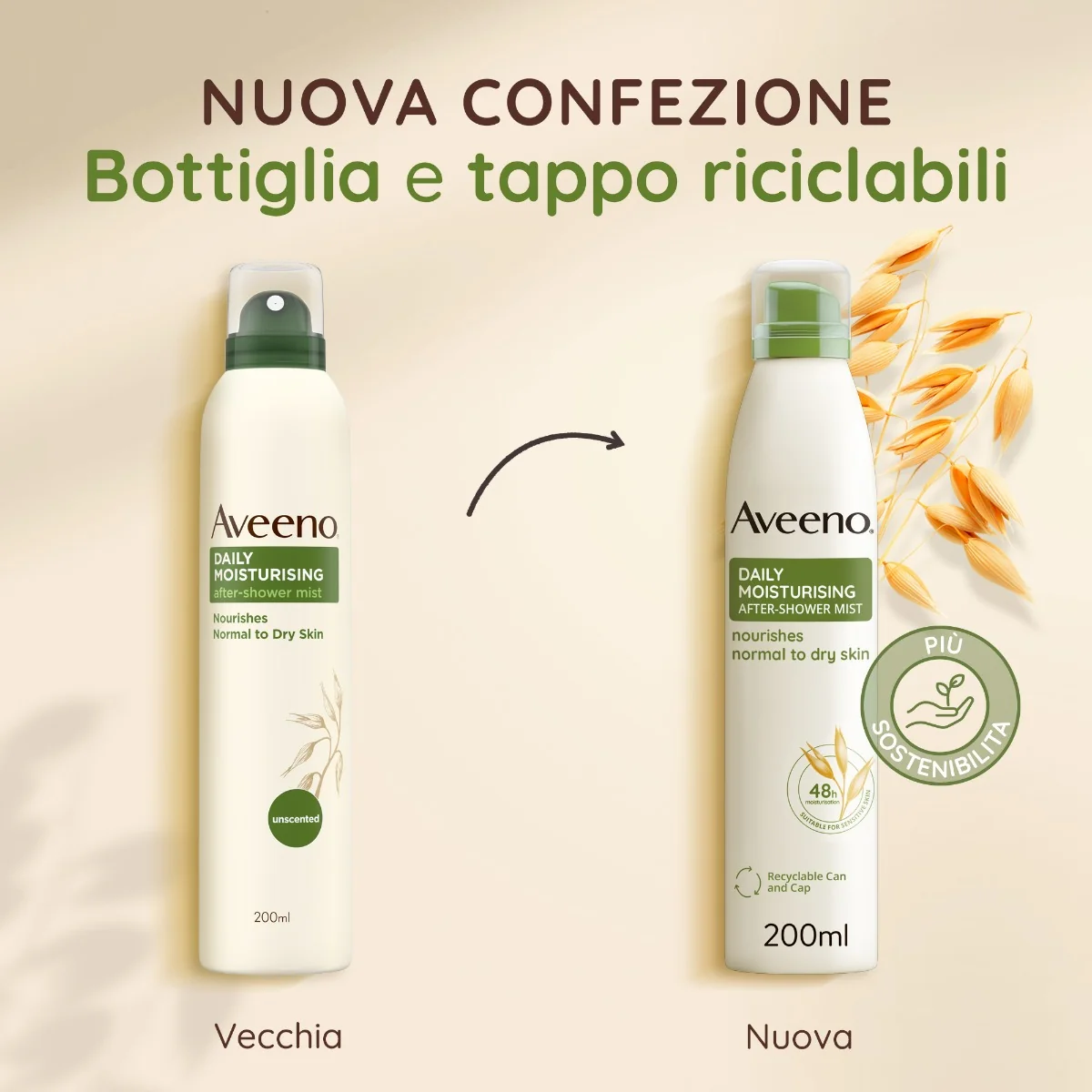 Aveeno Spray Dopo Doccia 200 Ml Pelle Secca e Sensibile
