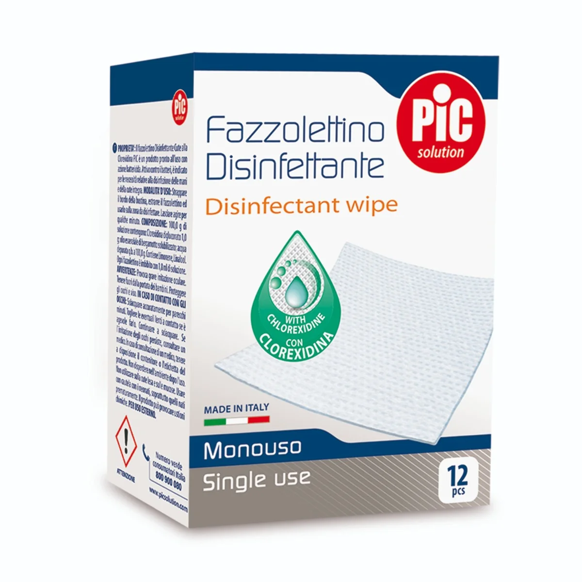 Pic Solution Fazzolettini Disinfettanti 12 Pezzi Con Clorexidina