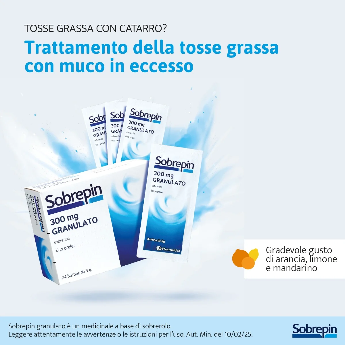 Sobrepin Granulato Mucolitico Tosse Grassa 24 Bustine 300 Mg Tosse