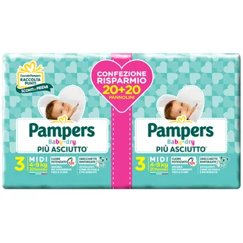Pampers Baby Dry Midi Pannolini 40 Pezzi 4-9 Kg Misura 3 