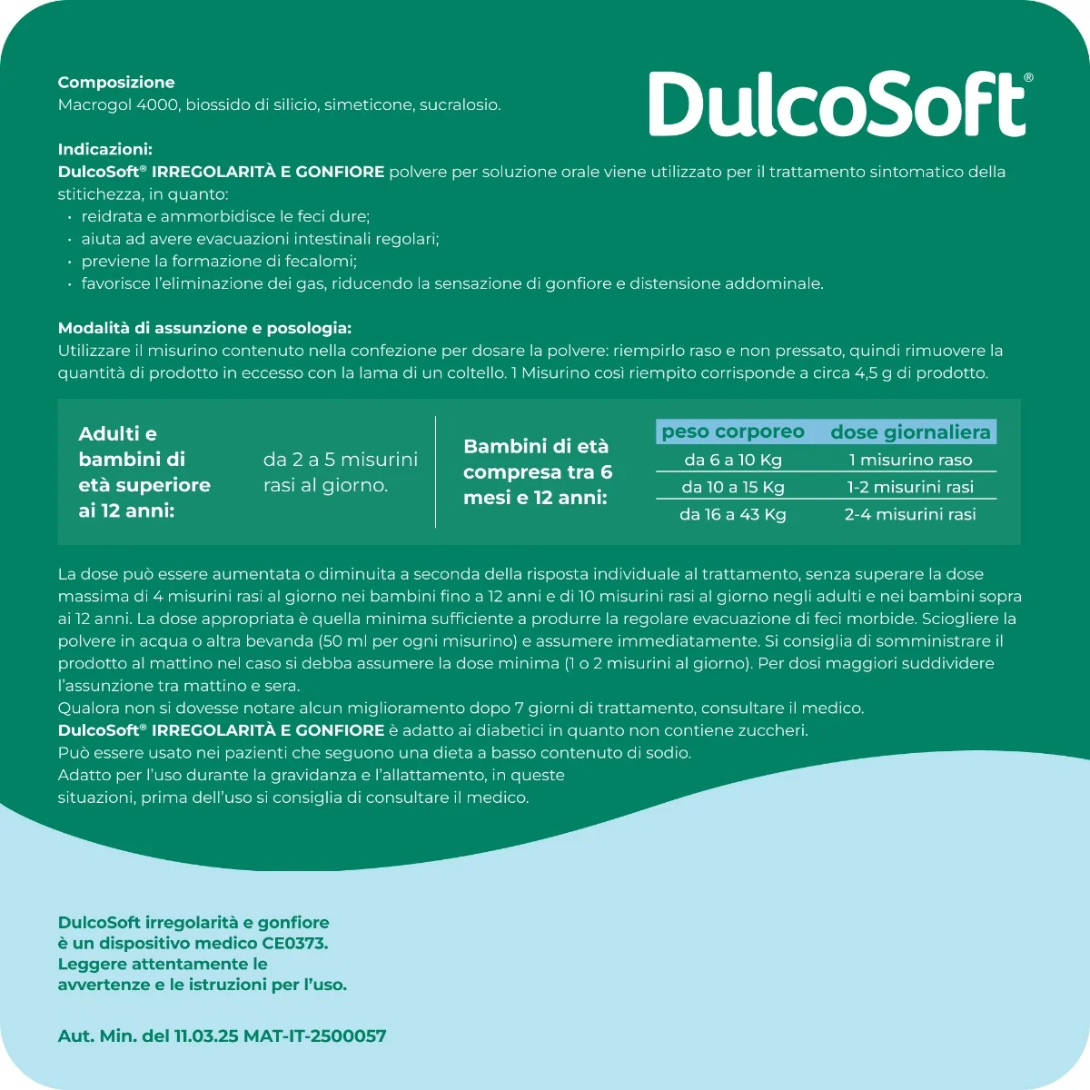Dulcosoft Irregolarità Gonfiore Polvere 200 g Agisce Entro 24-48 Ore