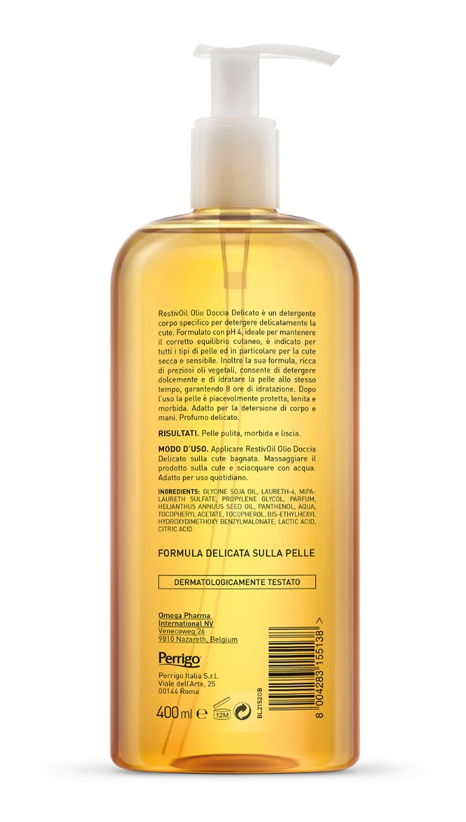 Restivoil Olio Doccia Delicato 400 ml Detergente Corpo