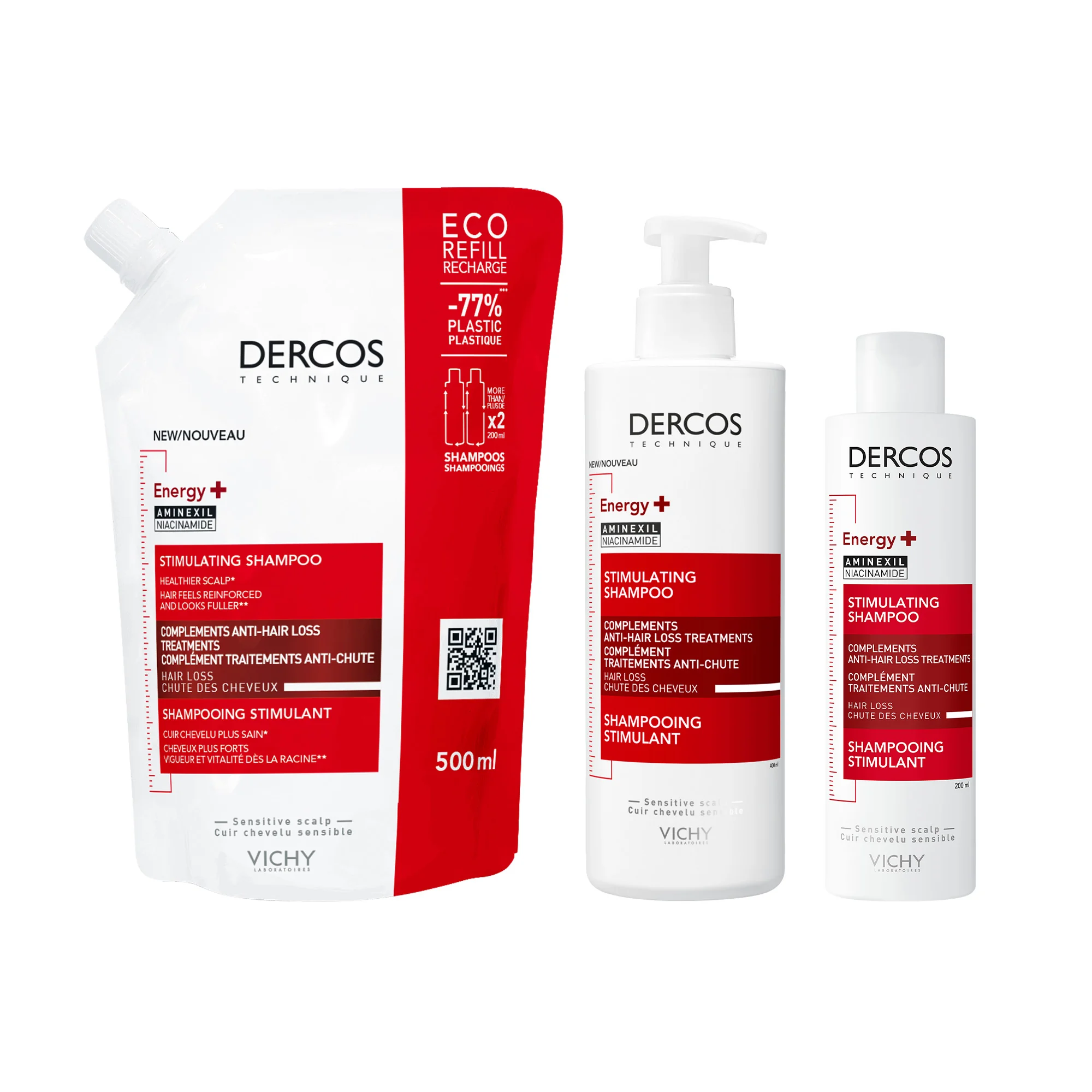 Vichy Dercos Shampoo Energy+ Eco-Ricarica 500 Ml Energizzante e rinforzante