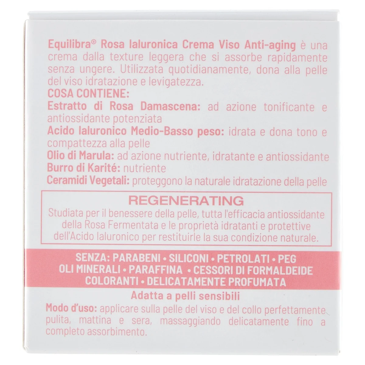 Equilibra Rosa Ialuronica Crema Viso Anti-Aging 50 Ml Crema Antietà